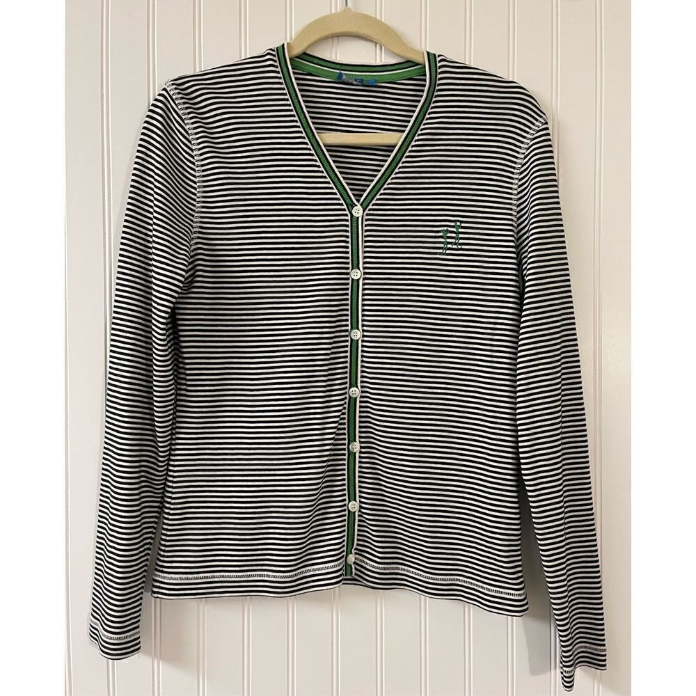 Escada Sport knit top stripe button front medium